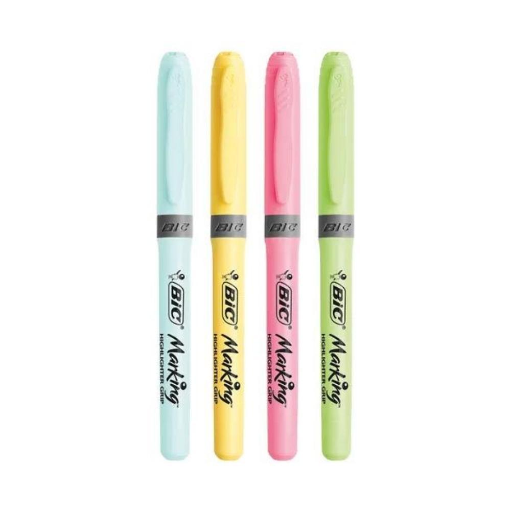 Bic Highlighter Grip Assorted Pastel | Pack of 4 - Choice Stores