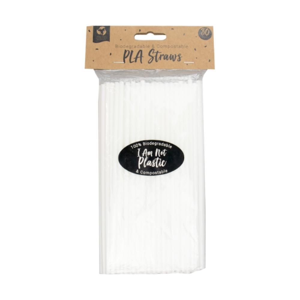 Biodegradable White PLA Straws | 80 Pack - Choice Stores