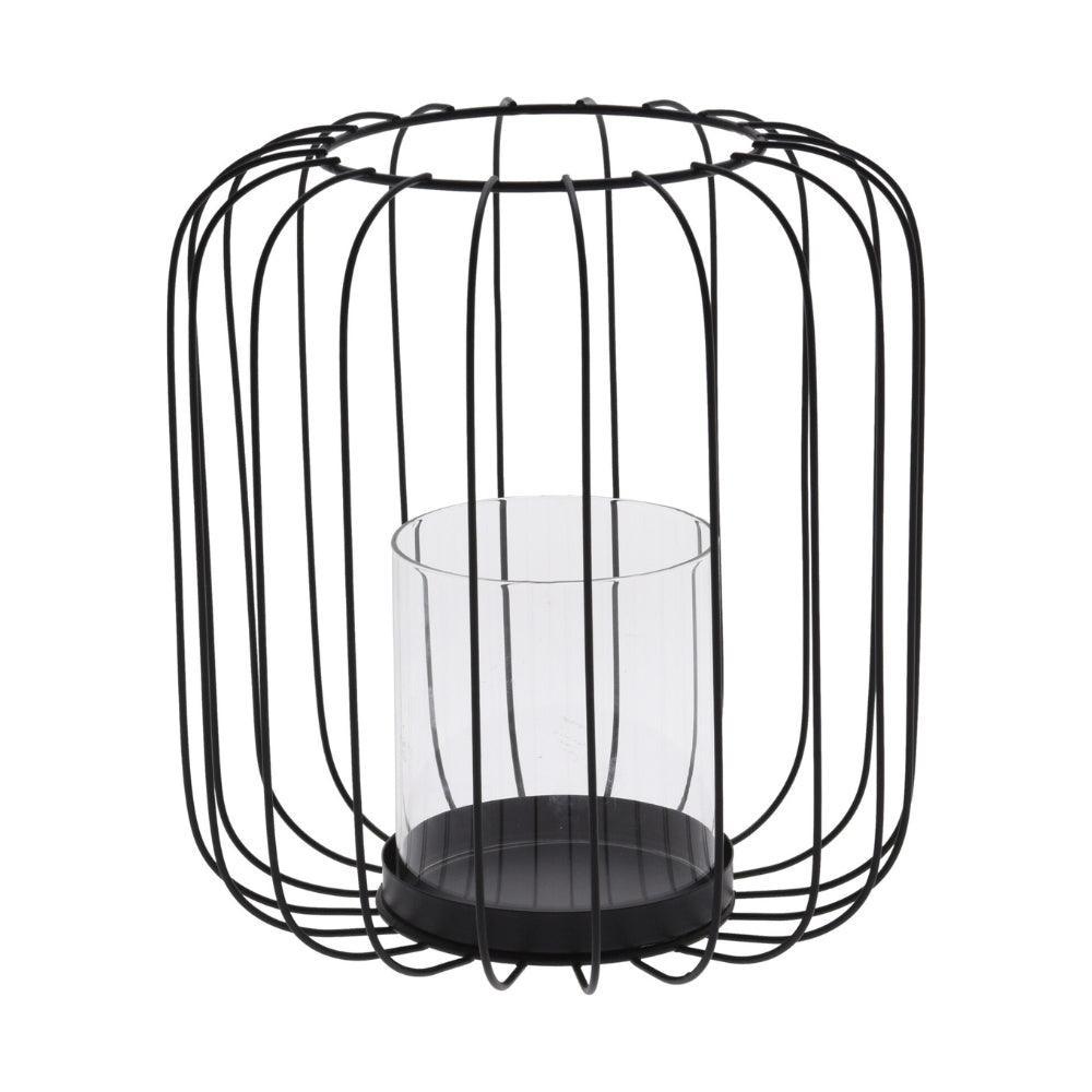 Black Caged Design Metal Lantern | 20.5 cm - Choice Stores