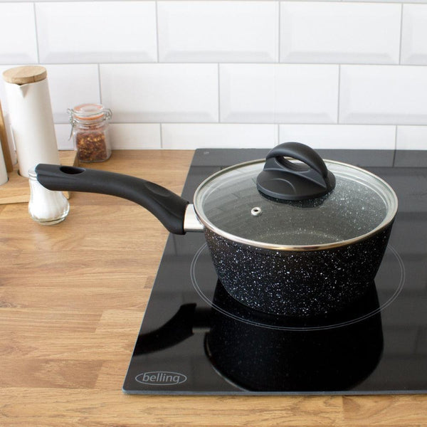 Blackmoor Classic Non-Stick Black Saucepan with Lid | 18cm - Choice Stores