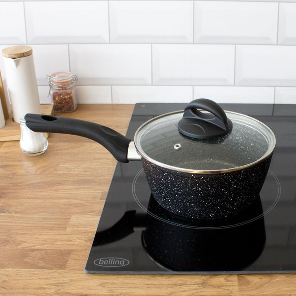 Blackmoor Classic Non-Stick Black Saucepan with Lid | 18cm - Choice Stores
