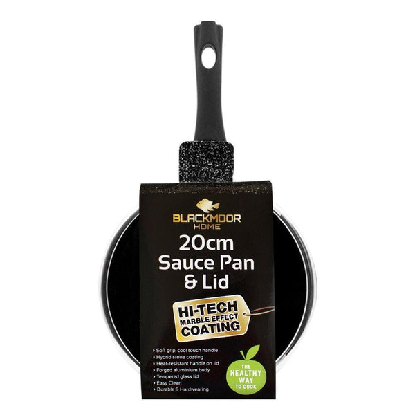 Blackmoor Classic Non-Stick Black Saucepan with Lid | 20cm - Choice Stores