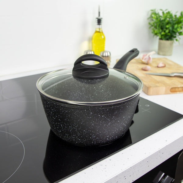 Blackmoor Classic Non-Stick Black Saucepan with Lid | 20cm - Choice Stores