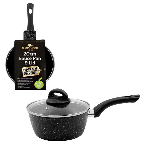 Blackmoor Classic Non-Stick Black Saucepan with Lid | 20cm - Choice Stores