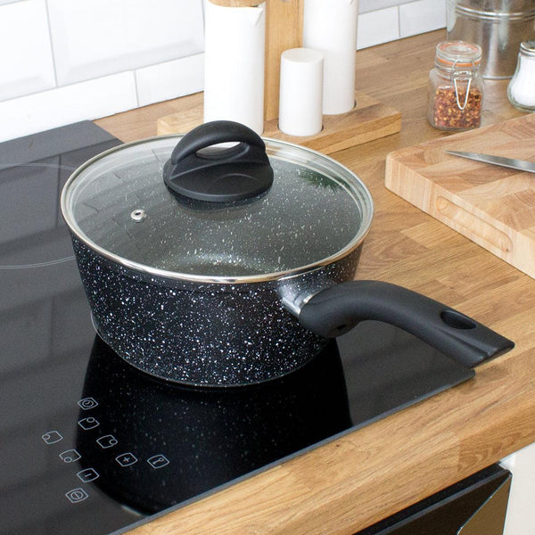 Blackmoor Classic Non-Stick Black Saucepan with Lid | 20cm - Choice Stores