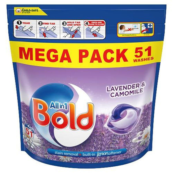 Bold All In 1 Washing Liquid Pods Lavender & Camomile | 51 Wash - Choice Stores