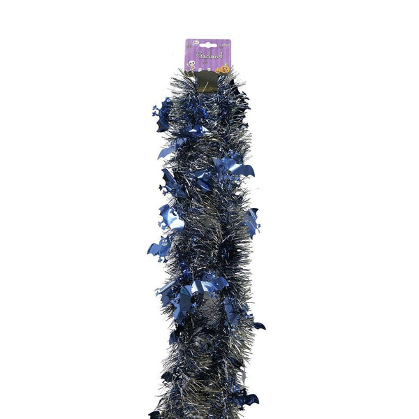 Boo! Blue Tinsel Garland wth Bats | 180cm - Choice Stores