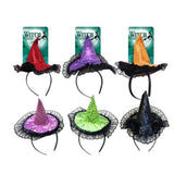 Boo! Sequin Witch Hat Headband | Assorted Colours | 26 x 26 x 14cm - Choice Stores