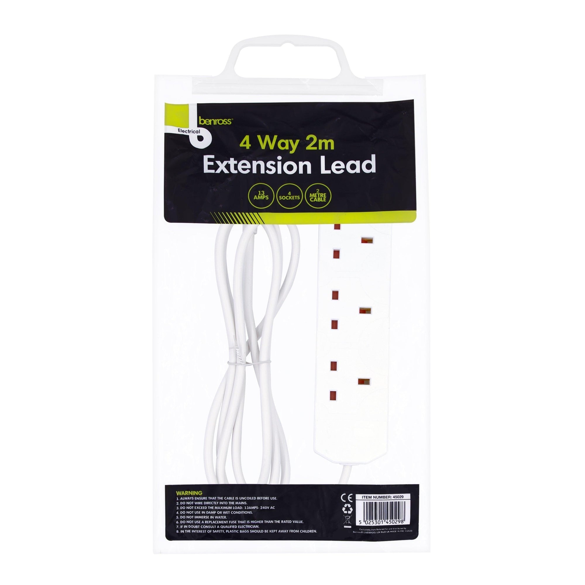 Brenross 4 Gang 2 Metre Extension Lead - Choice Stores