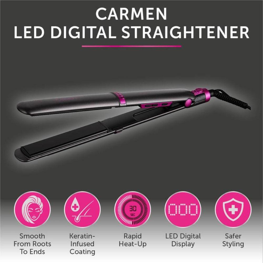Carmen Neon LED Digital Hair Straightener | Graphite Pink - Choice Stores
