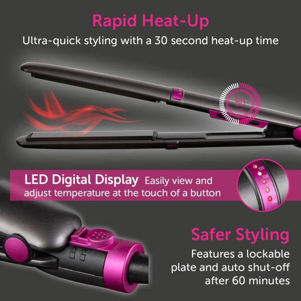 Carmen Neon LED Digital Hair Straightener | Graphite Pink - Choice Stores