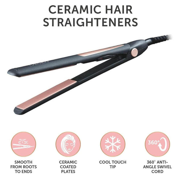 Carmen Noir Series Ceramic Hair Straightener - Choice Stores