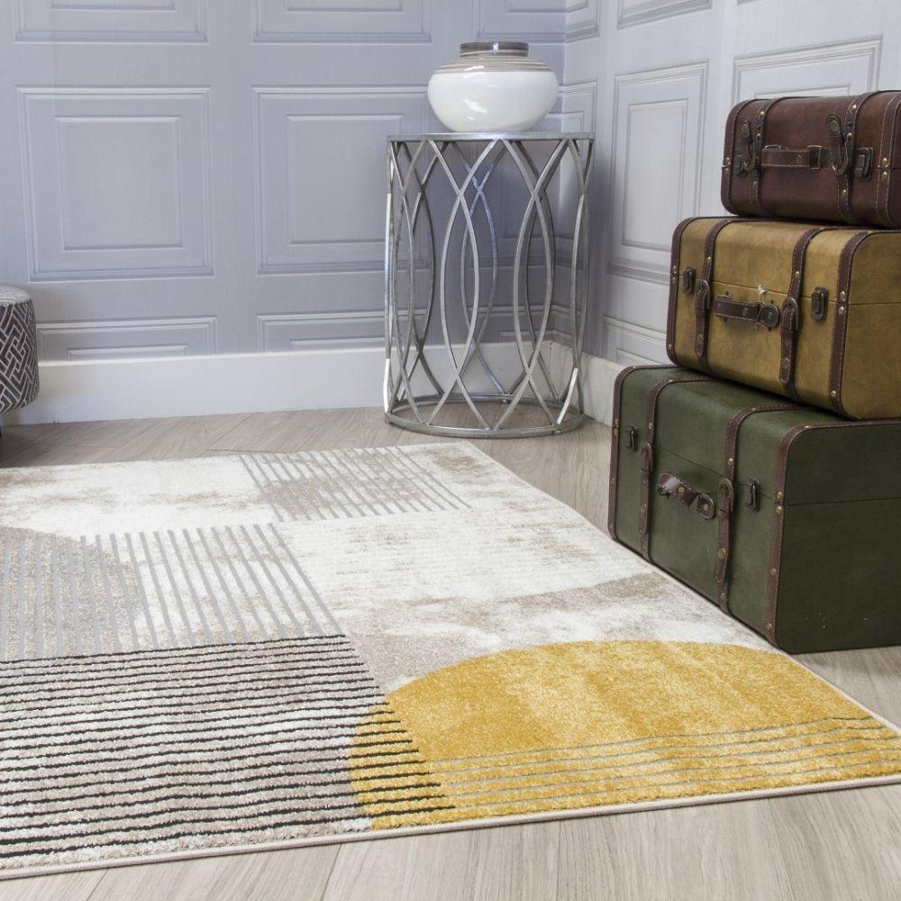 Casino Geo Ochre Rug | Abstract Modern Motives - Choice Stores