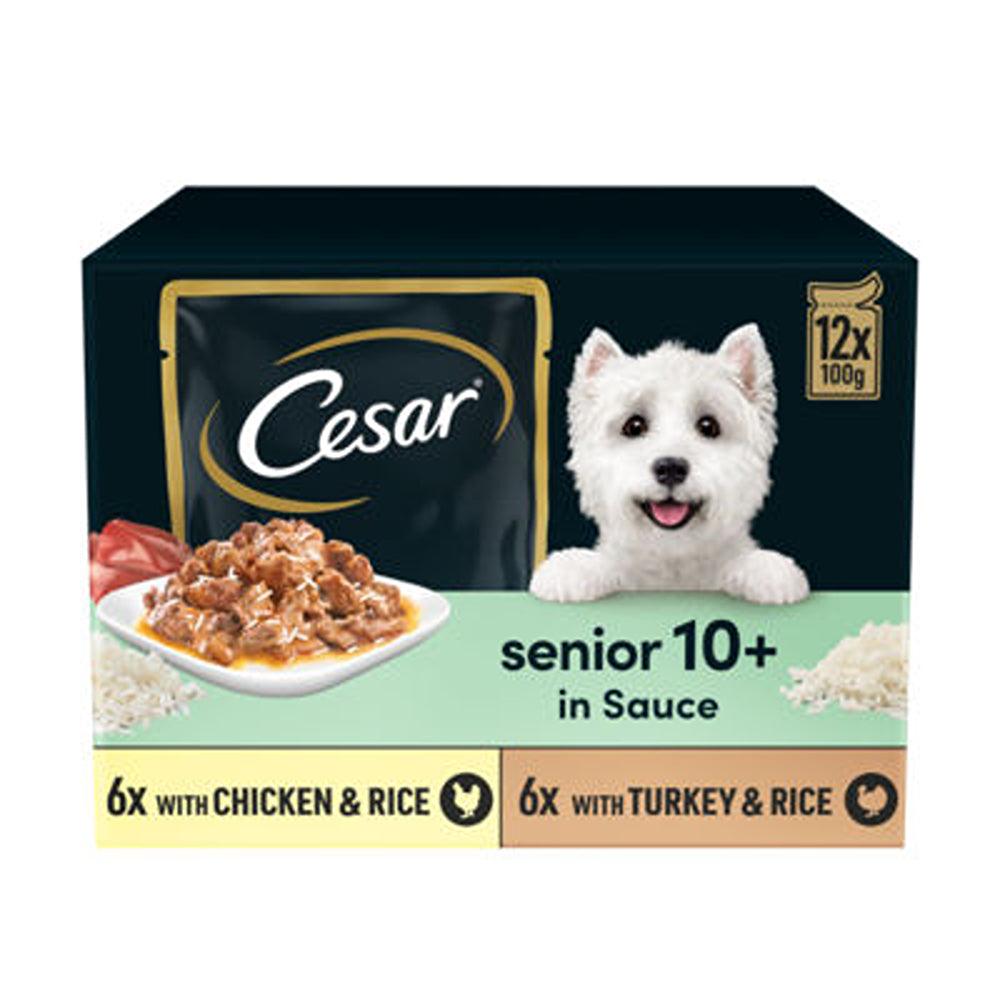 Cesar Pouch Senior 10+ Chicken &amp; Turkey Selection in Sauce | 12 x 100g - Choice Stores