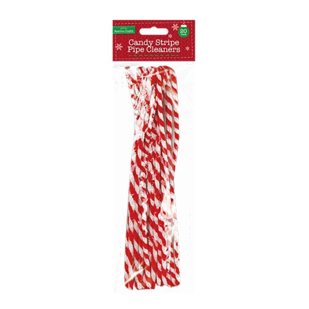 Christmas Candy Stripe Pipe Cleaners | Ideal for Christmas Crafts | 20 Pack - Choice Stores