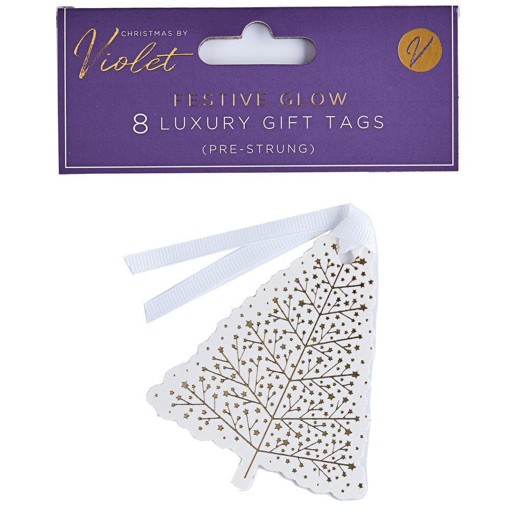 Christmas Festive Glow Tree Gift Tag with Gold Detail | Pack of 8 - Choice Stores