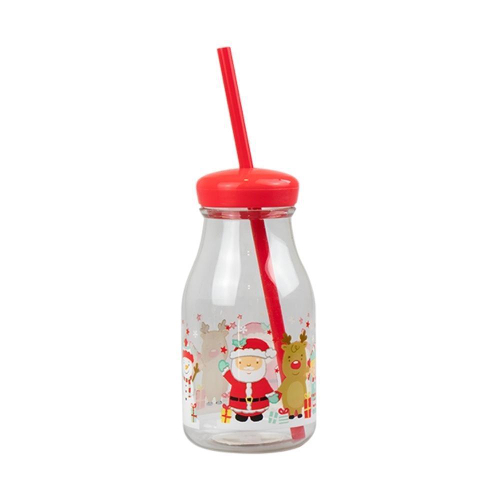 Christmas Kids Plastic Milk Jar with Straw - Choice Stores