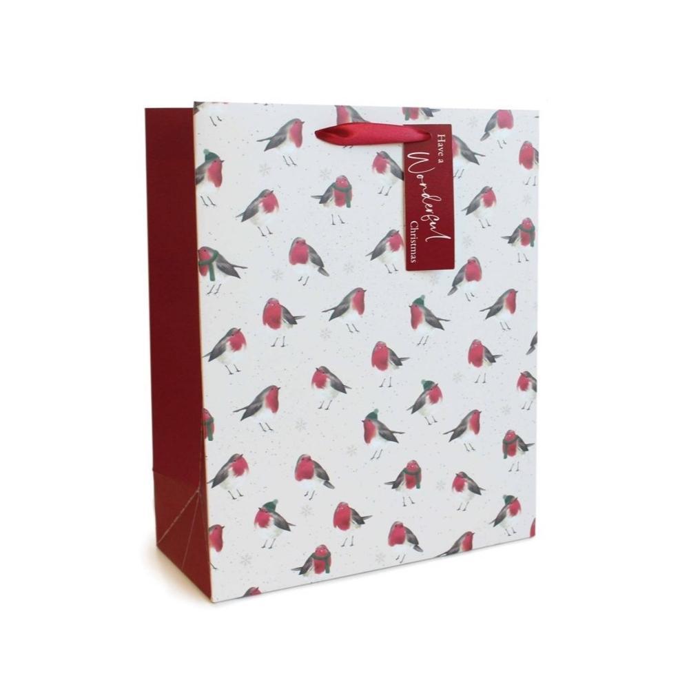 Christmas Red Robin Pattern Gift Bag | Large - Choice Stores