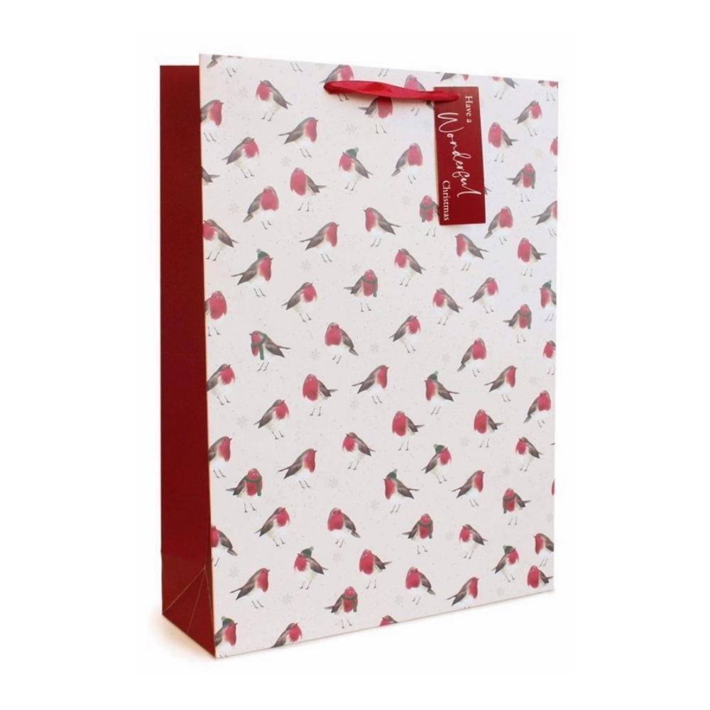 Christmas Red Robin Pattern Gift Bag | XL - Choice Stores