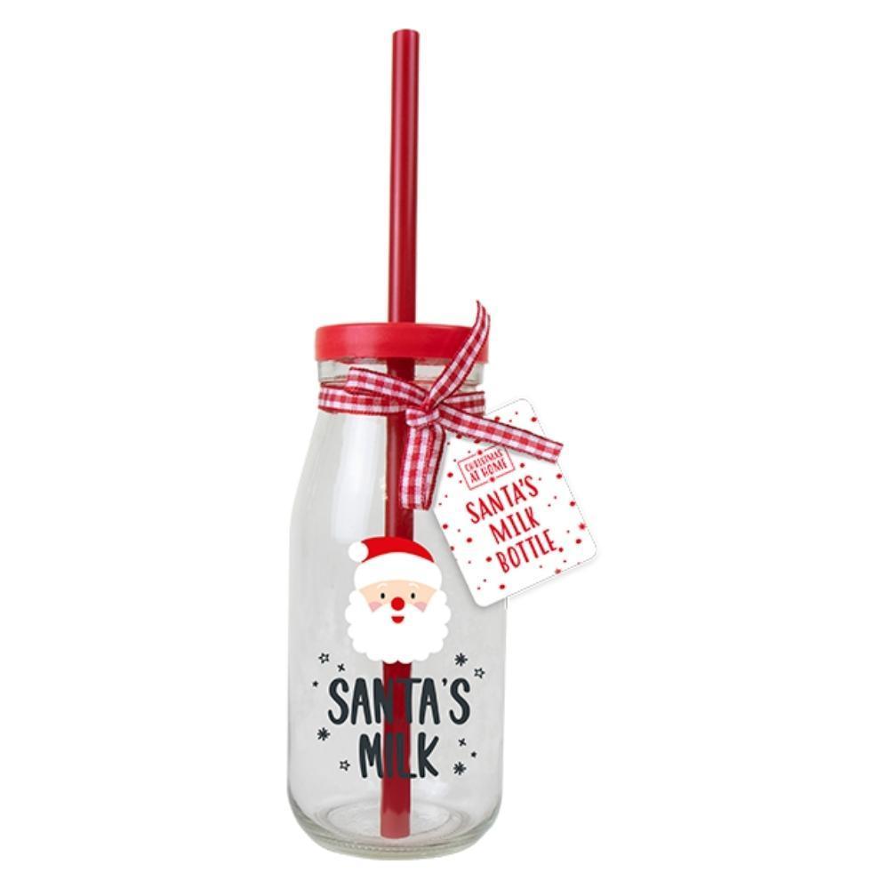 Christmas Santa's Glass Milk Bottle | 14 cm - Choice Stores