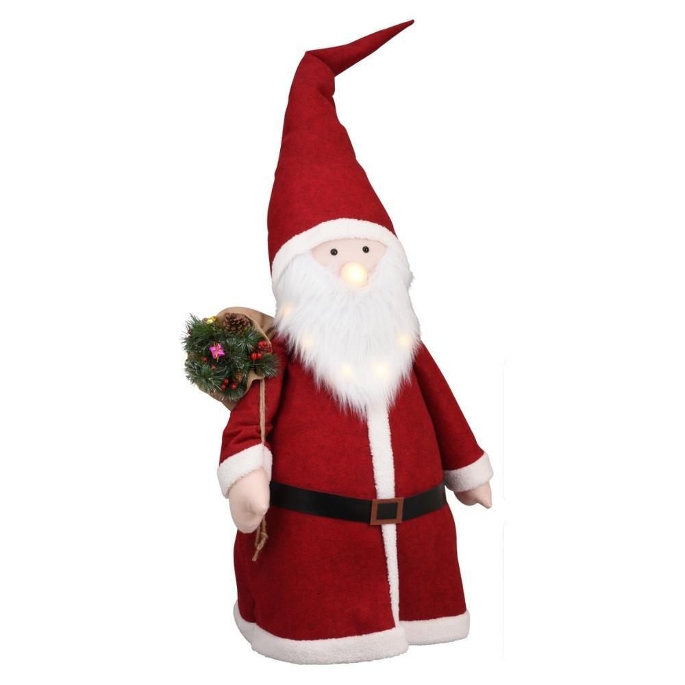 Christmas Standing Plush Santa with Bouquet | Light Up LED Nose & Beard | 60 x 165 cm - Choice Stores