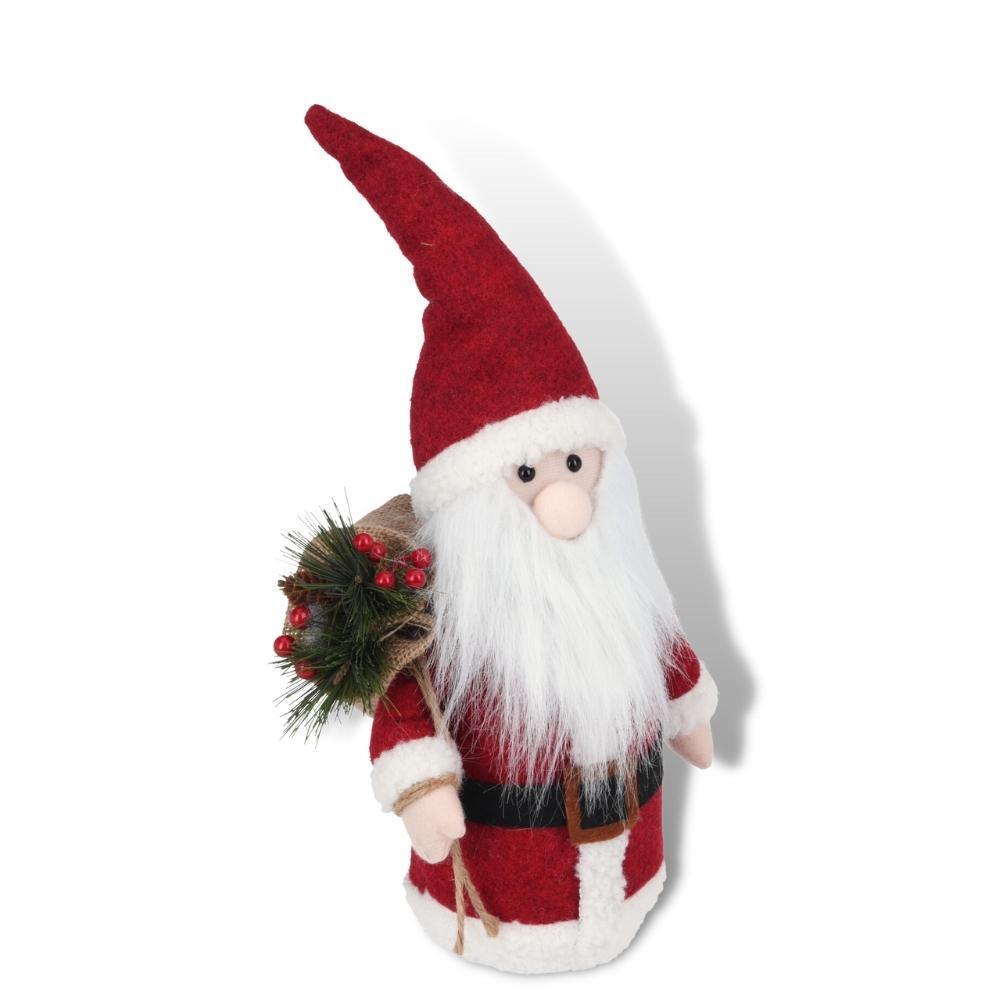 Christmas Standing Plush Santa with Gift Bag | Light Up LED Nose | 19 x 41 cm - Choice Stores