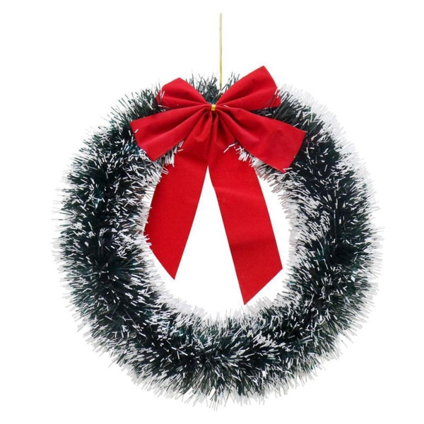 Christmas Tinsel Wreath with Bow | 33cm - Choice Stores