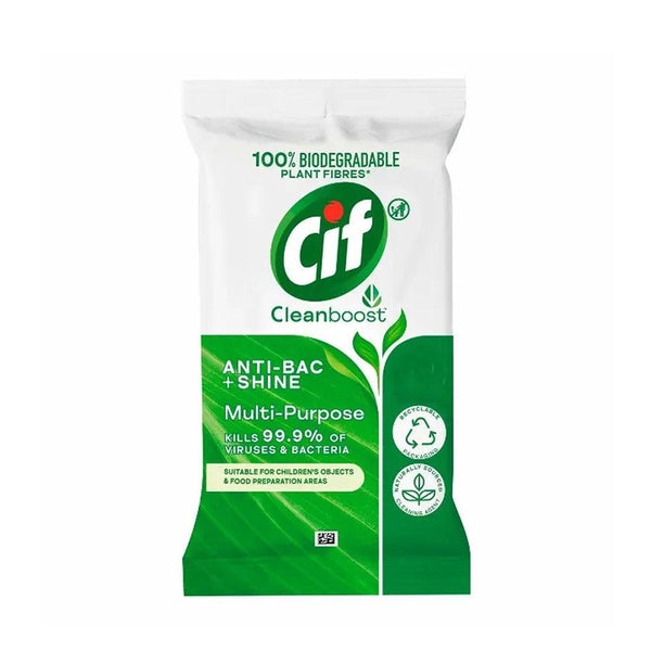 Cif Mutli-Purpose Anti Bac & Shine Biodegradable Wipes | Pack of 28 - Choice Stores