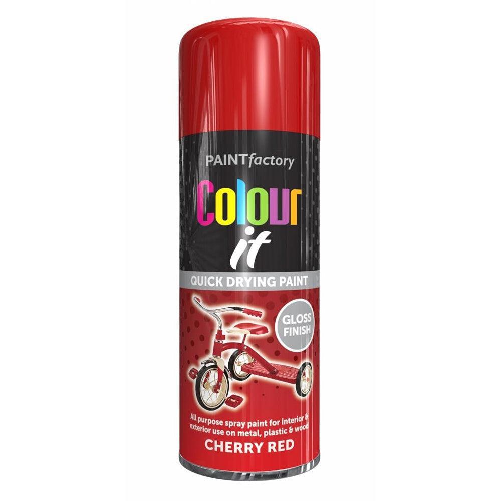 Colour it Quick Drying Spray Paint Cherry Red Gloss Finish | 400ml