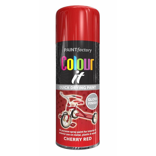 Colour it Quick Drying Spray Paint Cherry Red Gloss Finish | 400ml