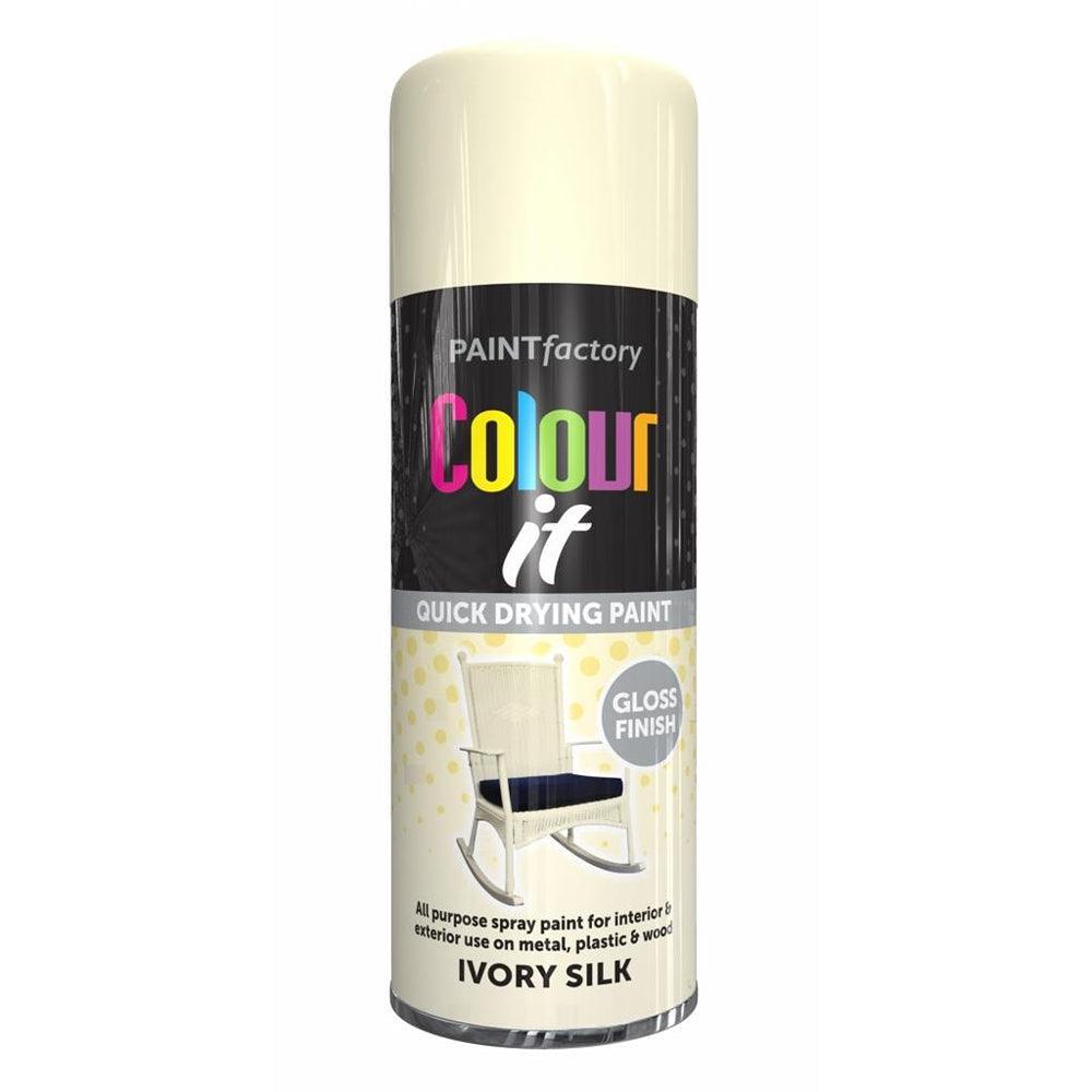 Colour it Quick Drying Spray Paint Ivory Silk Gloss Finish | 400ml - Choice Stores