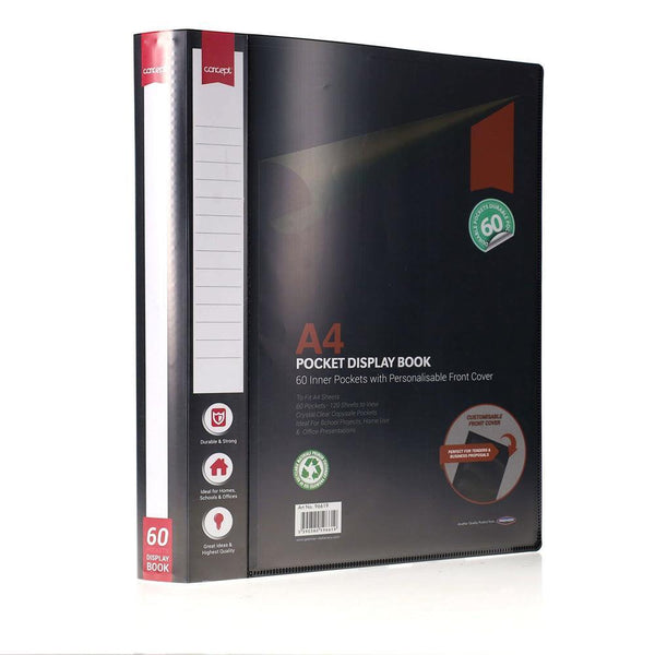 Concept A4 Pocket Display Book Black | 60 Page - Choice Stores