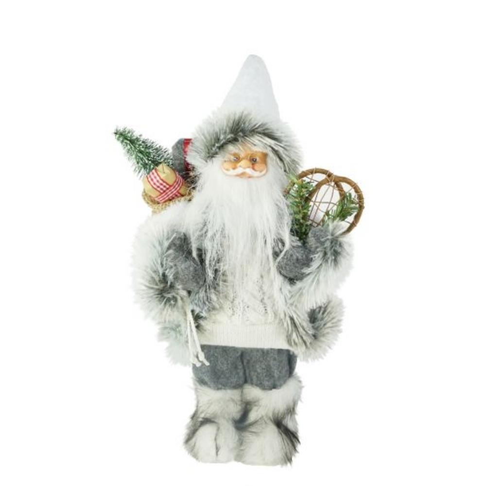 Cosy Standing Grey & White Santa with Gifts | 30cm - Choice Stores