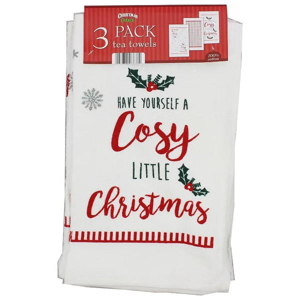 Country Club Assorted Christmas Tea Towels | Pack of 3 - Choice Stores