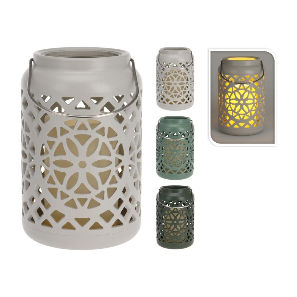 Cream LED Light Lantern with Cut Out Design | 19cm - Choice Stores