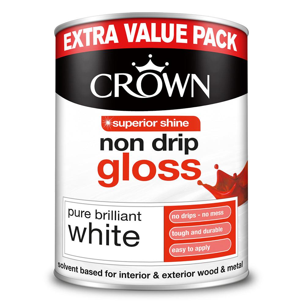 Crown Non Drip Gloss Wood &amp; Metal Paint | Pure Brilliant White - Choice Stores