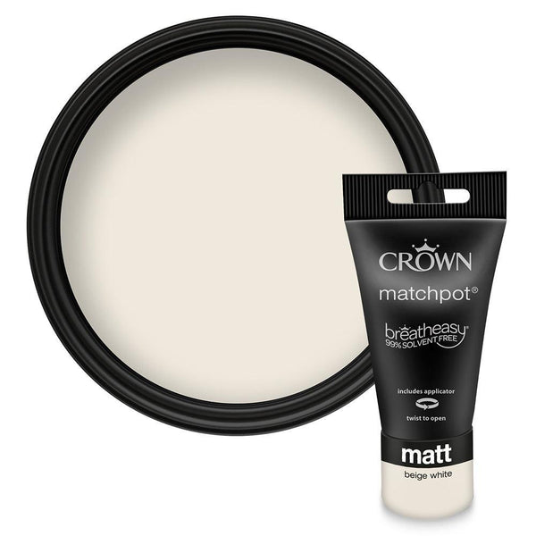 Crown Walls & Ceilings Matt Emulsion | Beige White | 40ml Tester - Choice Stores