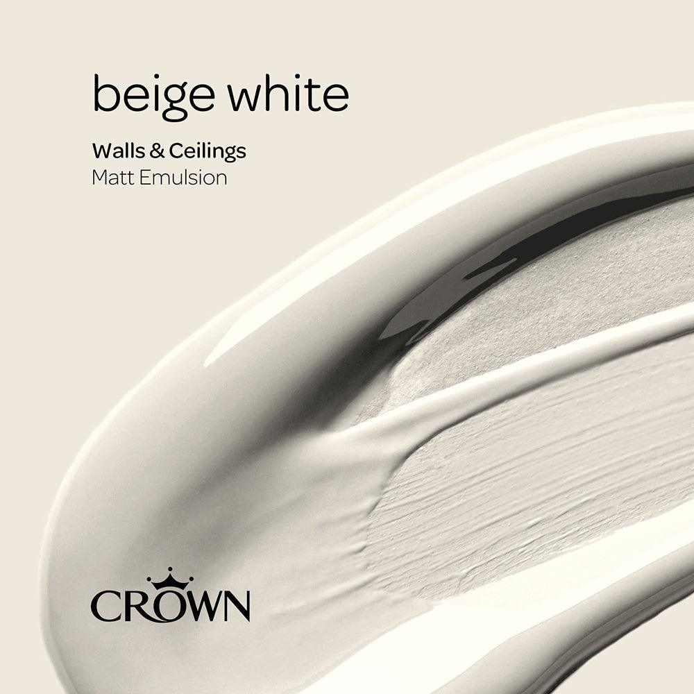 Crown Walls &amp; Ceilings Matt Emulsion | Beige White | 40ml Tester - Choice Stores