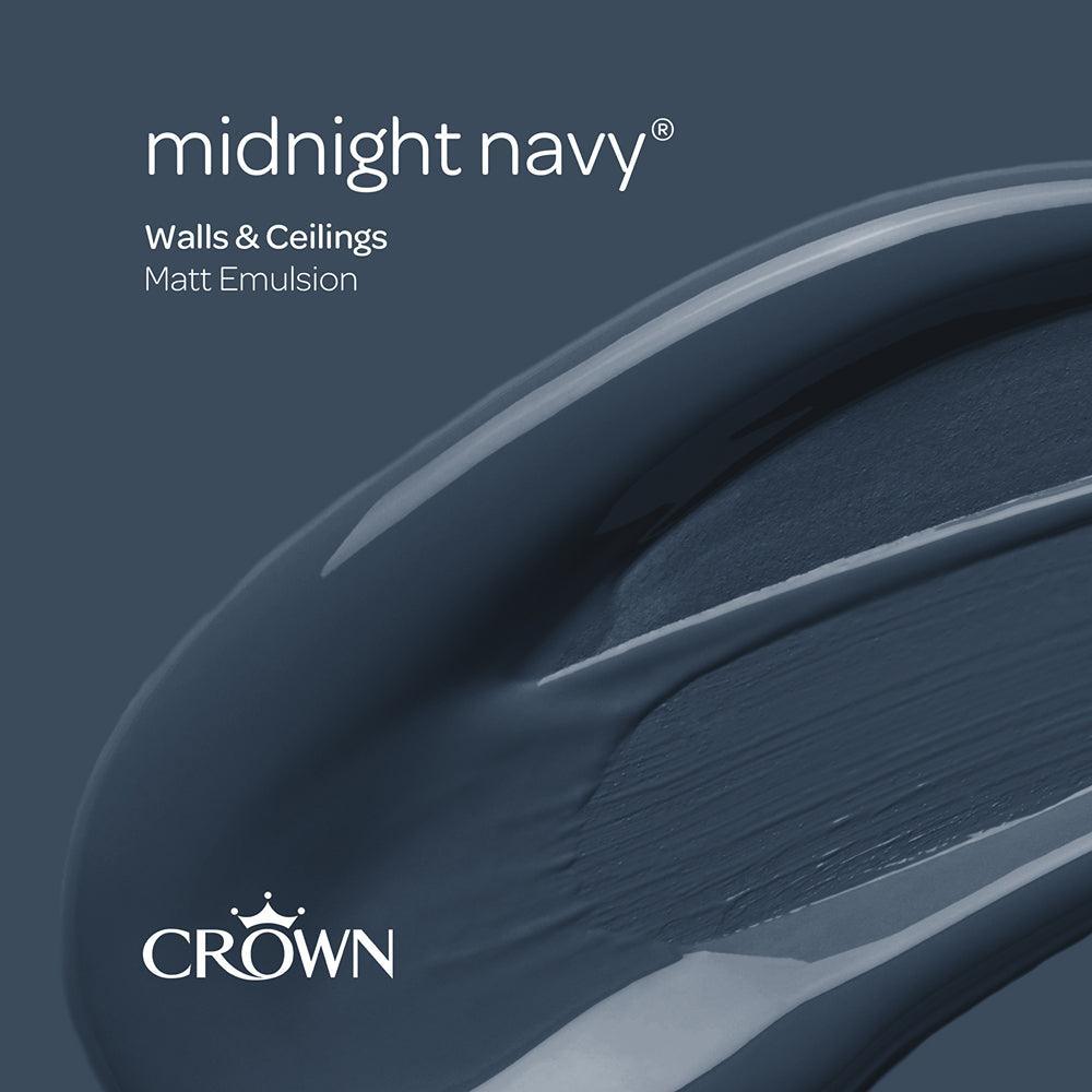 Crown Walls & Ceilings Matt Emulsion | Midnight Navy | 40ml Tester - Choice Stores