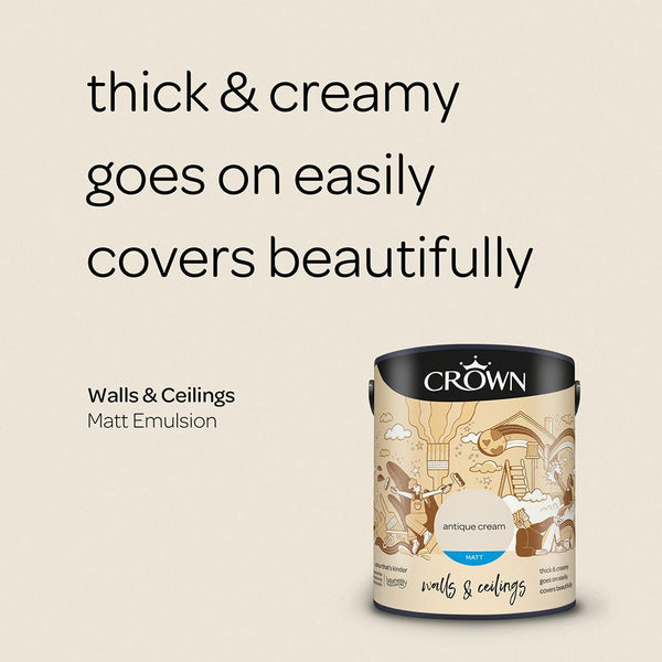 Crown Walls & Ceilings Matt Emulsion Paint | Antique Cream - Choice Stores