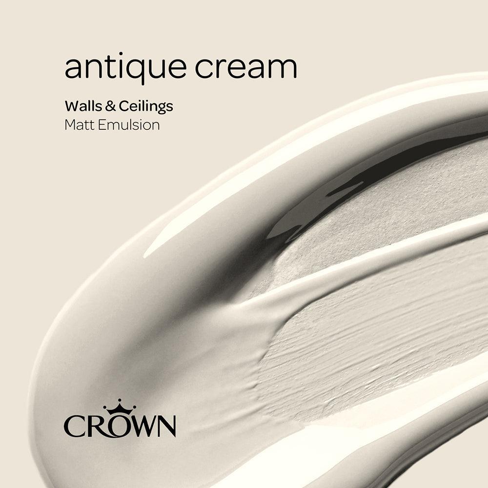 Crown Walls & Ceilings Matt Emulsion Paint | Antique Cream | 40ml Tester - Choice Stores