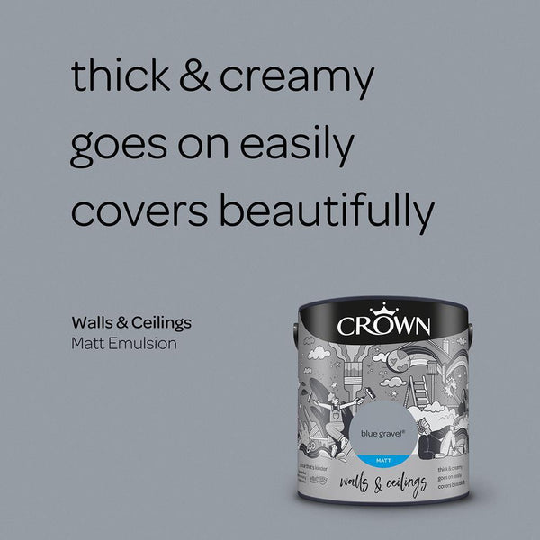 Crown Walls & Ceilings Matt Emulsion Paint | Blue Gravel - Choice Stores
