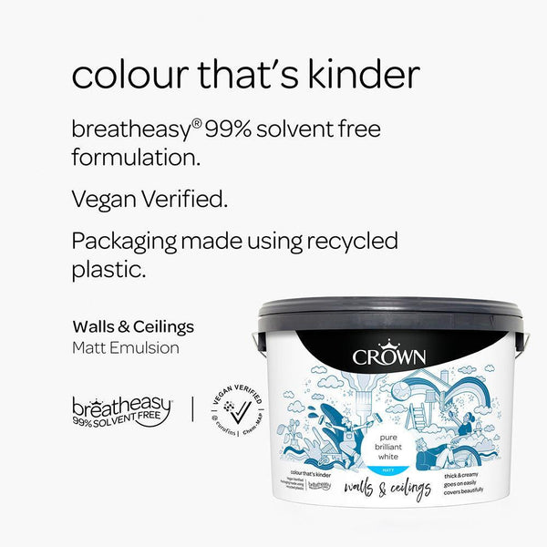 Crown Walls & Ceilings Matt Emulsion Paint | Brilliant White - Choice Stores