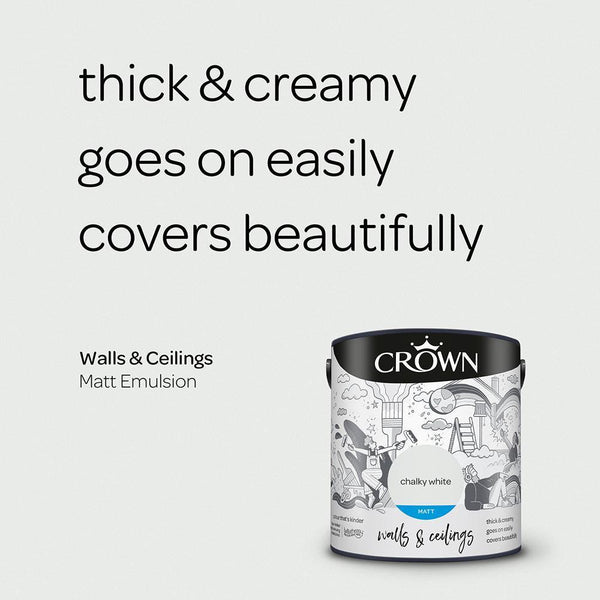 Crown Walls & Ceilings Matt Emulsion Paint | Chalky White - Choice Stores