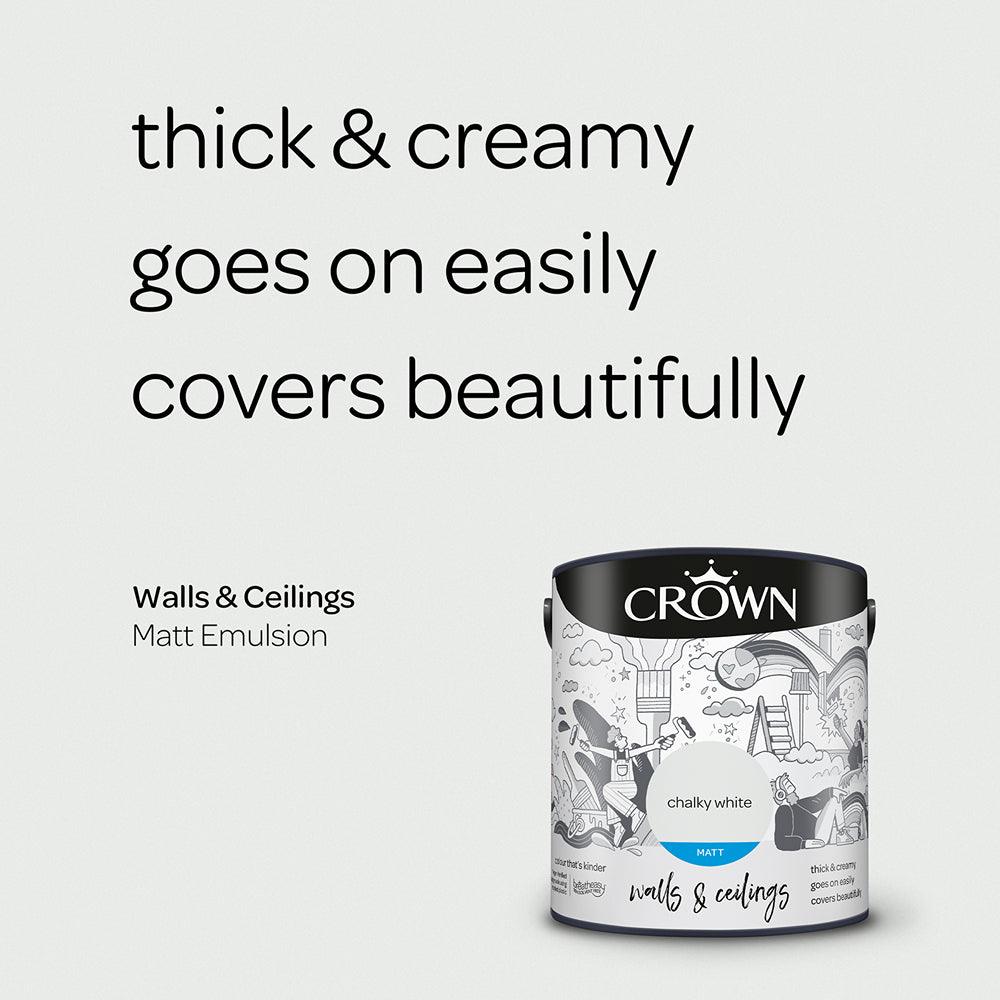 Crown Walls &amp; Ceilings Matt Emulsion Paint | Chalky White - Choice Stores
