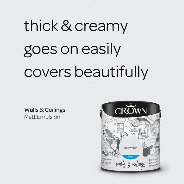 Crown Walls & Ceilings Matt Emulsion Paint | Clay White - Choice Stores