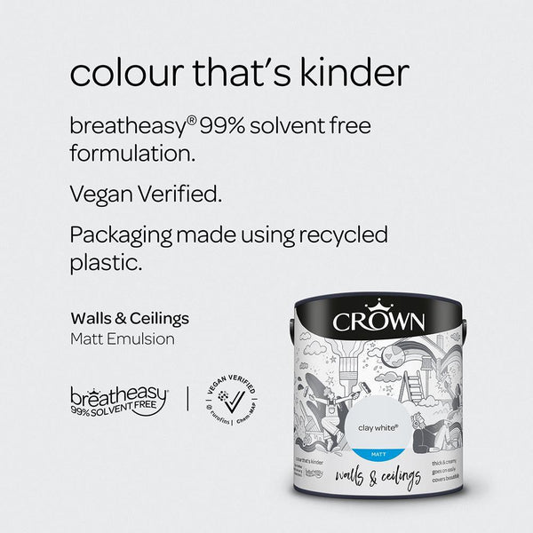 Crown Walls & Ceilings Matt Emulsion Paint | Clay White - Choice Stores