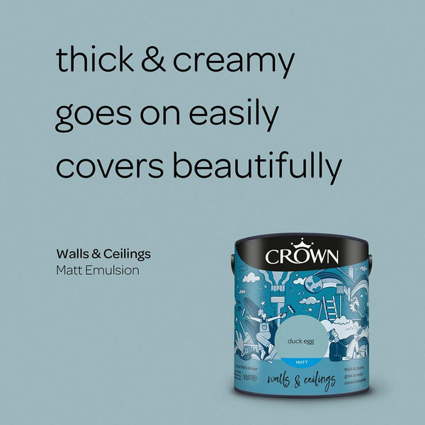 Crown Walls & Ceilings Matt Emulsion Paint | Duck Egg - Choice Stores