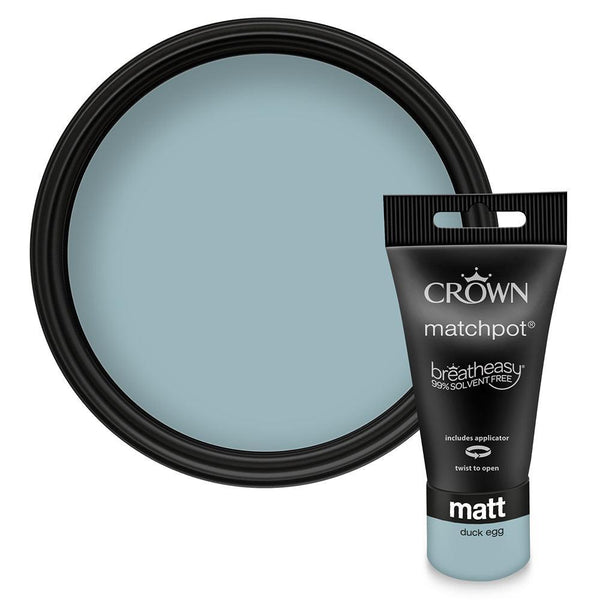 Crown Walls & Ceilings Matt Emulsion Paint | Duck Egg | 40ml Tester - Choice Stores