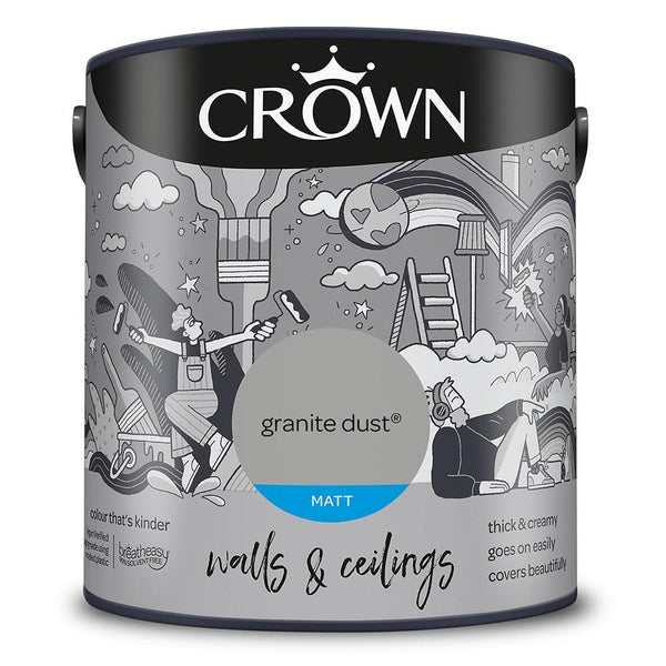 Crown Walls & Ceilings Matt Emulsion Paint | Granite Dust - Choice Stores